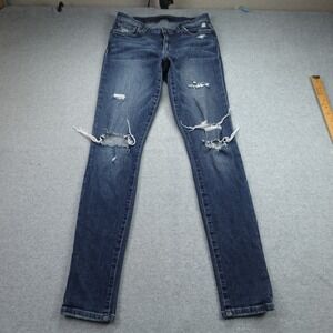 Joe's Jeans Womens 27 Blue Distressed Skinny Beckett Ripped Denim